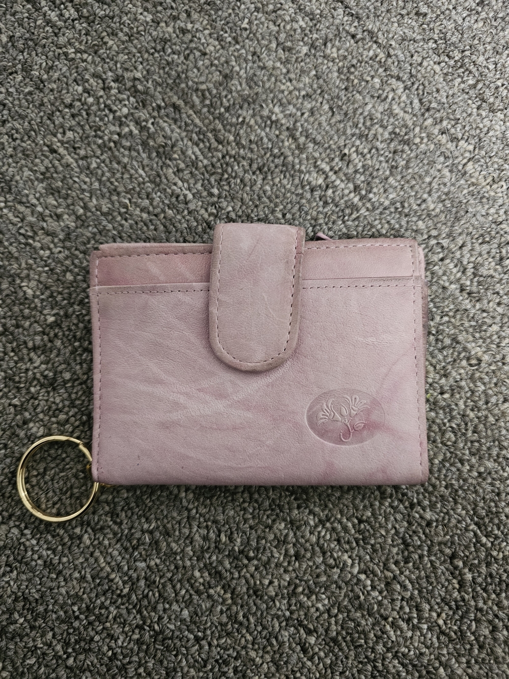 Buxton Pink Leather Card Holder Wallet with Gold Key Ring